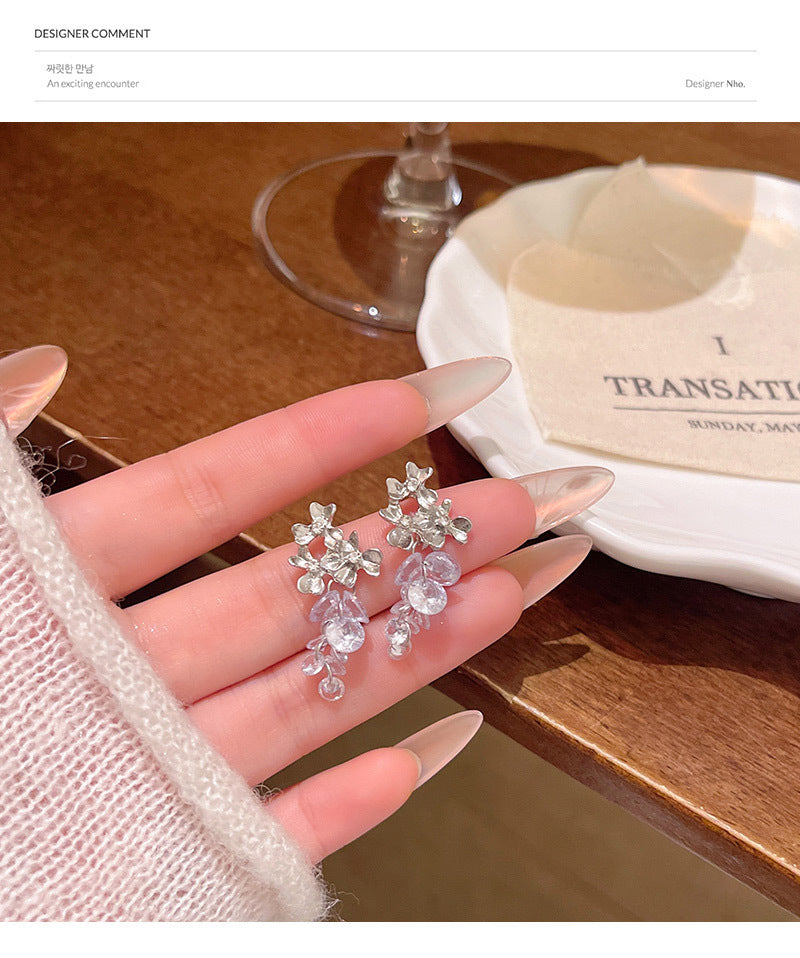 Long crystal tassel earrings fashionable and versatile earrings wholesale