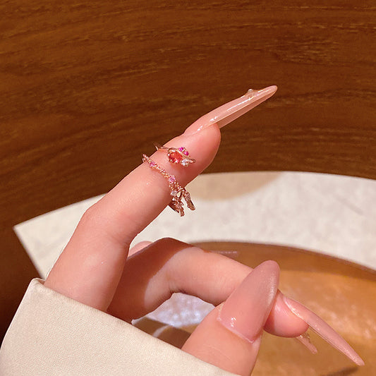 New exquisite zircon flower women's ring opening adjustable versatile love ring