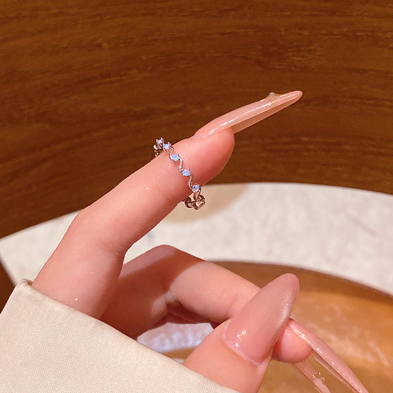 New exquisite zircon flower women's ring opening adjustable versatile love ring