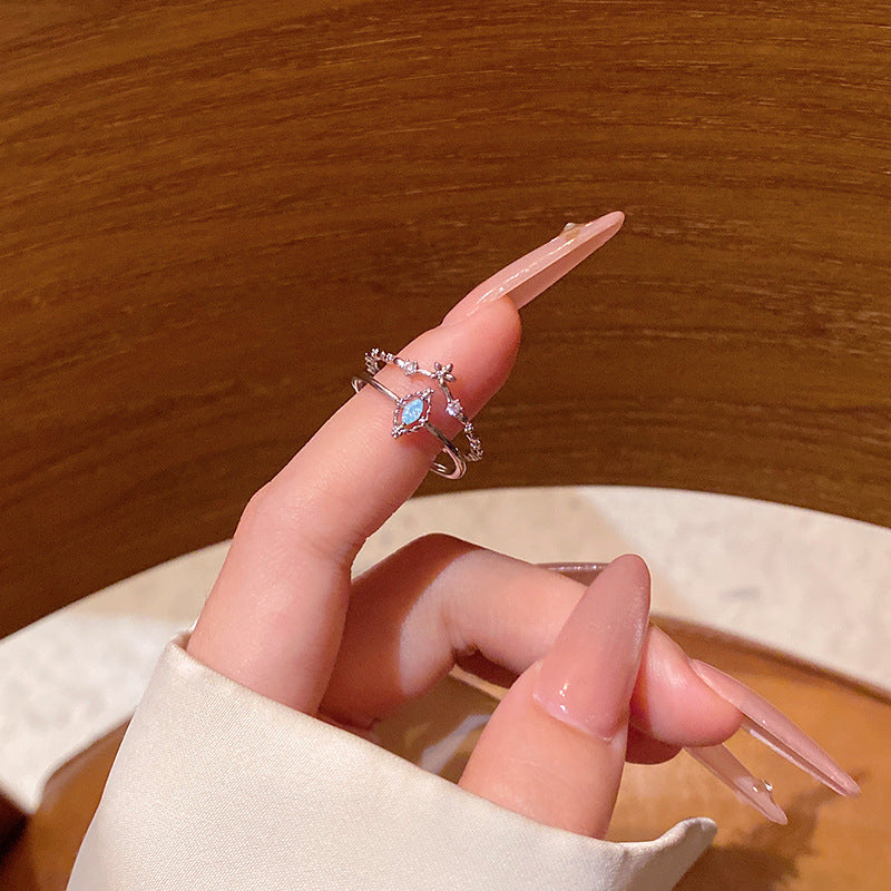 New exquisite zircon flower women's ring opening adjustable versatile love ring