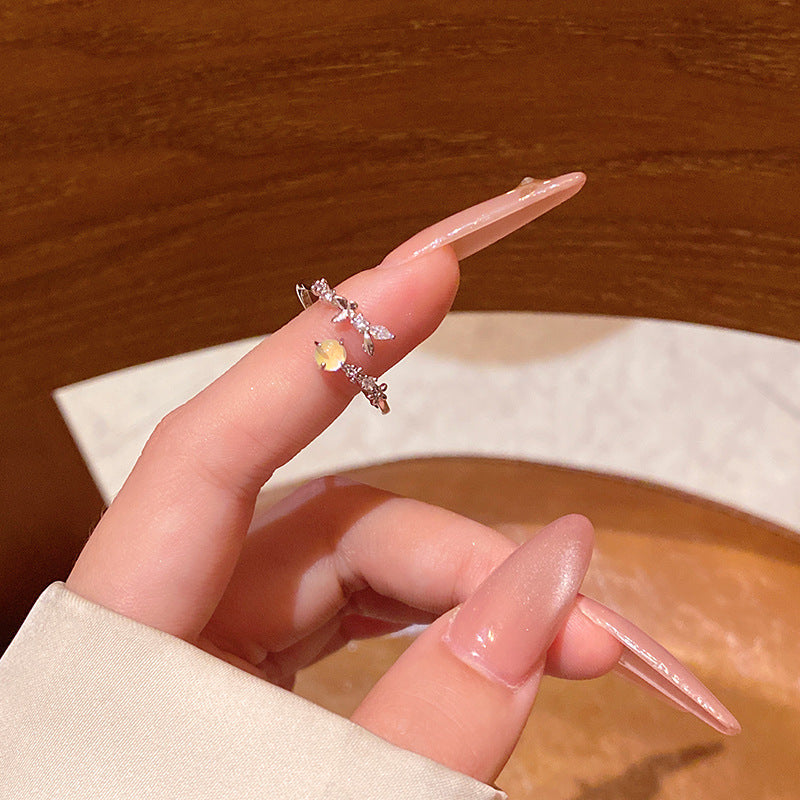 New exquisite zircon flower women's ring opening adjustable versatile love ring