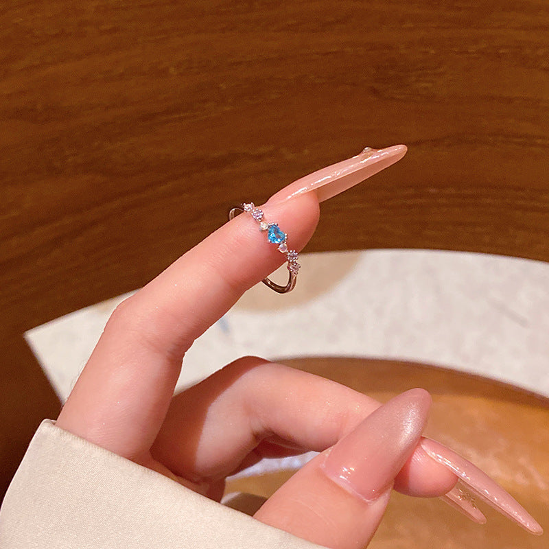 New exquisite zircon flower women's ring opening adjustable versatile love ring