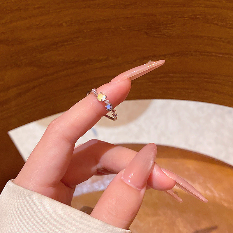 New exquisite zircon flower women's ring opening adjustable versatile love ring