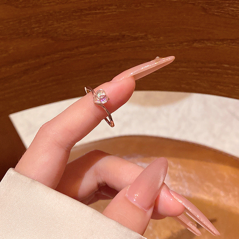 New exquisite zircon flower women's ring opening adjustable versatile love ring
