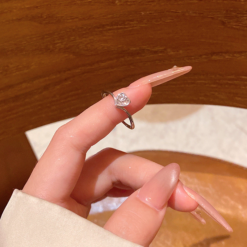 New exquisite zircon flower women's ring opening adjustable versatile love ring