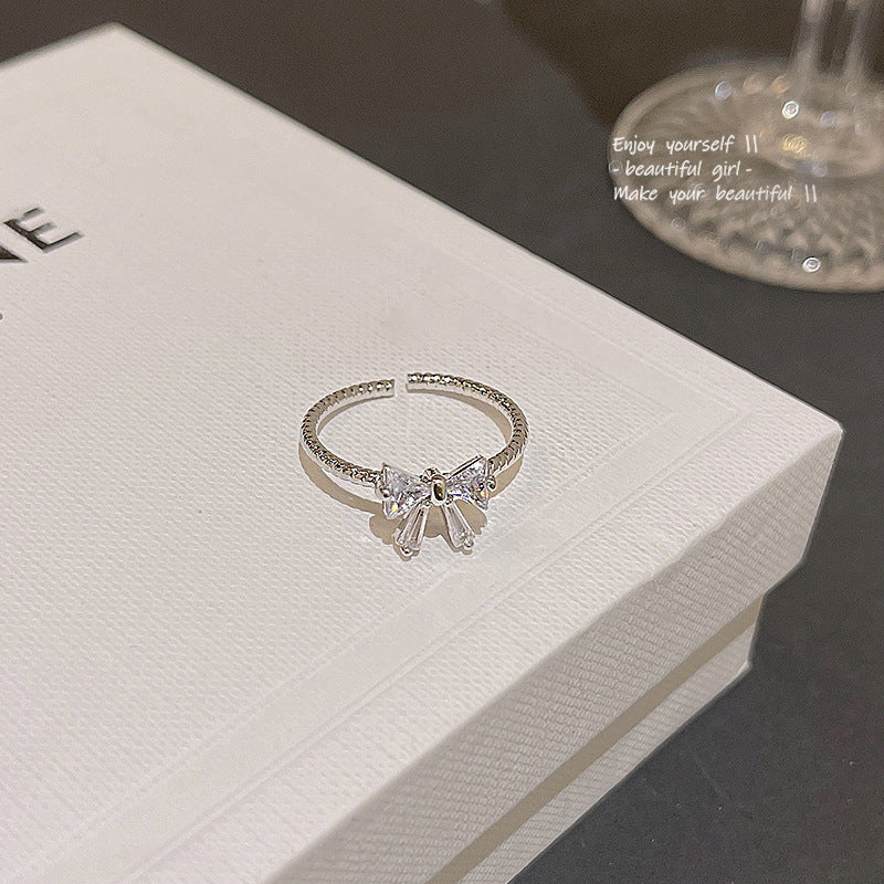 Pearl women's ring niche ins style exquisite zircon ring open ring