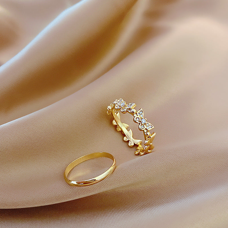 Pearl women's ring niche ins style exquisite zircon ring open ring