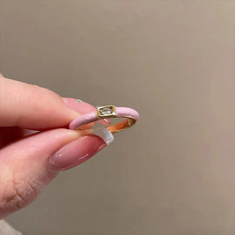 Pearl women's ring niche ins style exquisite zircon ring open ring