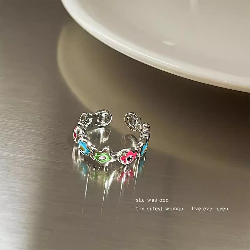 Pearl women's ring niche ins style exquisite zircon ring open ring