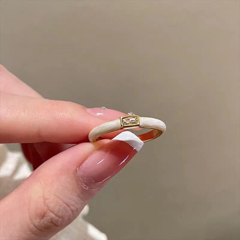 Pearl women's ring niche ins style exquisite zircon ring open ring