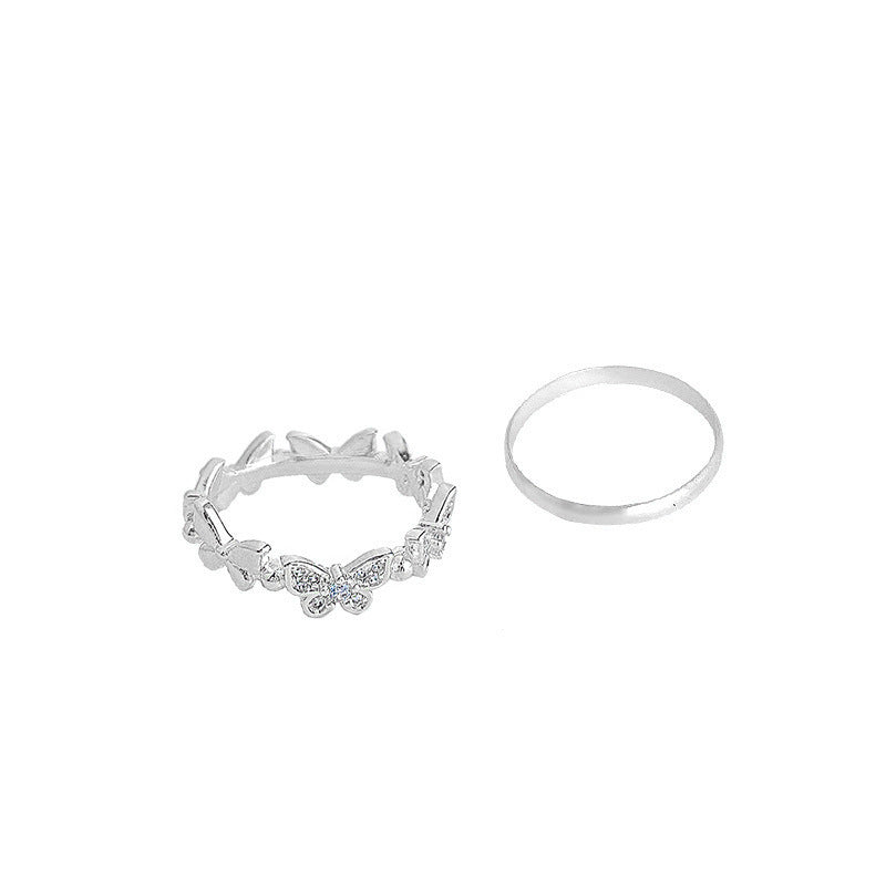Pearl women's ring niche ins style exquisite zircon ring open ring