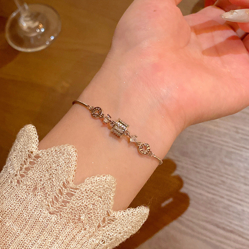 Light luxury pearl glitter zircon heart bracelet crystal women's bracelet