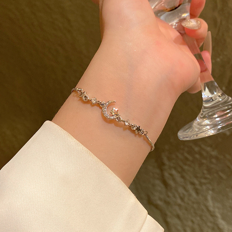 Light luxury pearl glitter zircon heart bracelet crystal women's bracelet