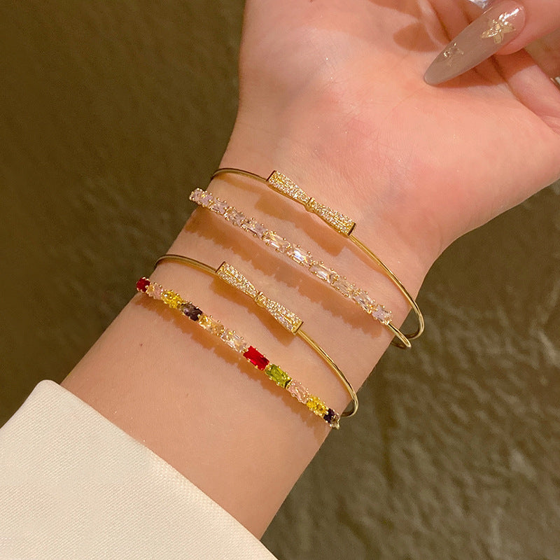 Light luxury pearl glitter zircon heart bracelet crystal women's bracelet
