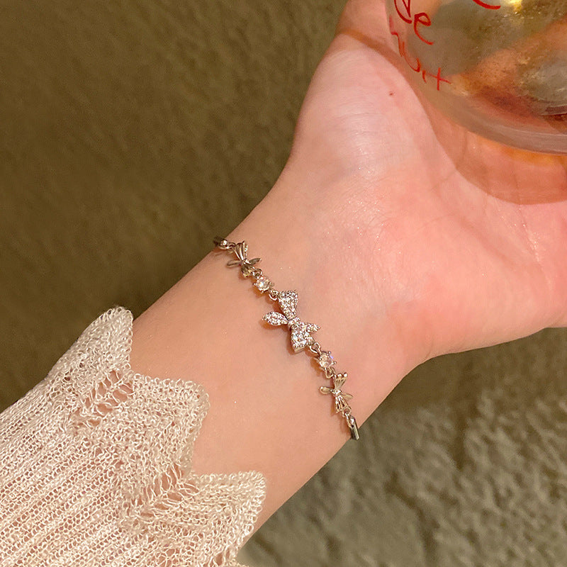 Light luxury pearl glitter zircon heart bracelet crystal women's bracelet