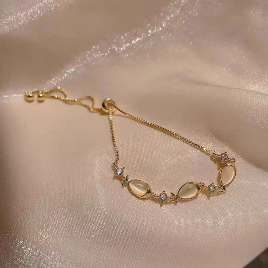 Light luxury pearl glitter zircon heart bracelet crystal women's bracelet