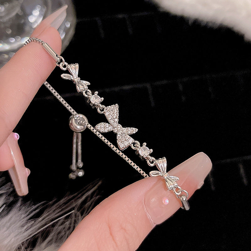 Light luxury pearl glitter zircon heart bracelet crystal women's bracelet