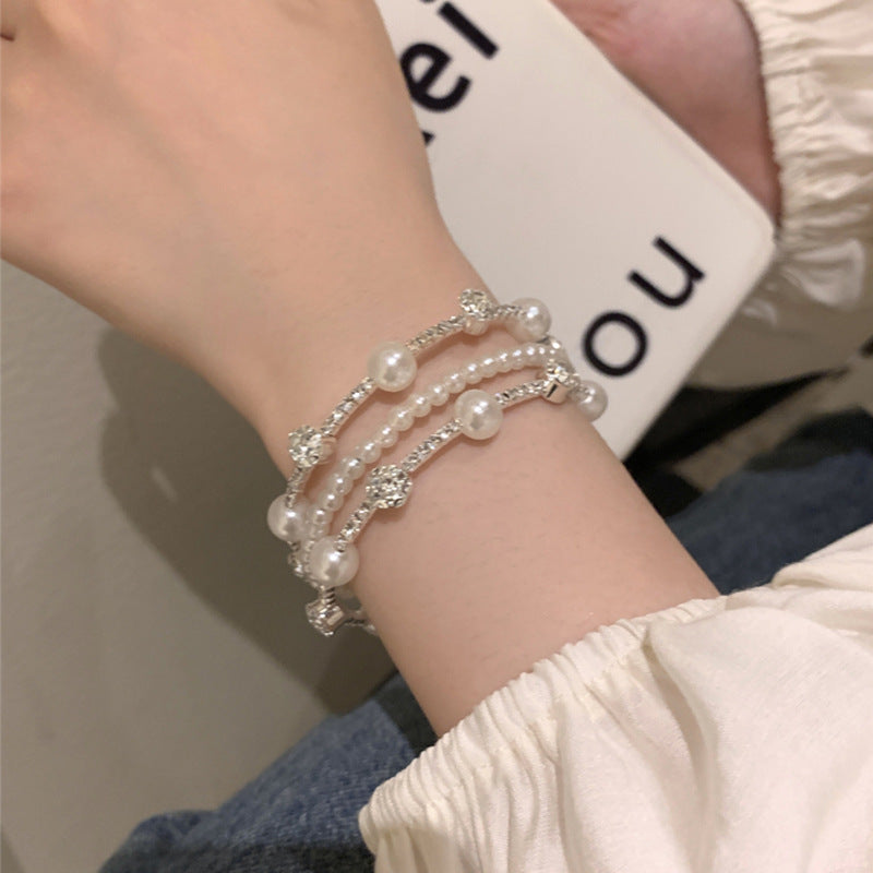 New zircon pearl niche versatile high-end love bracelet