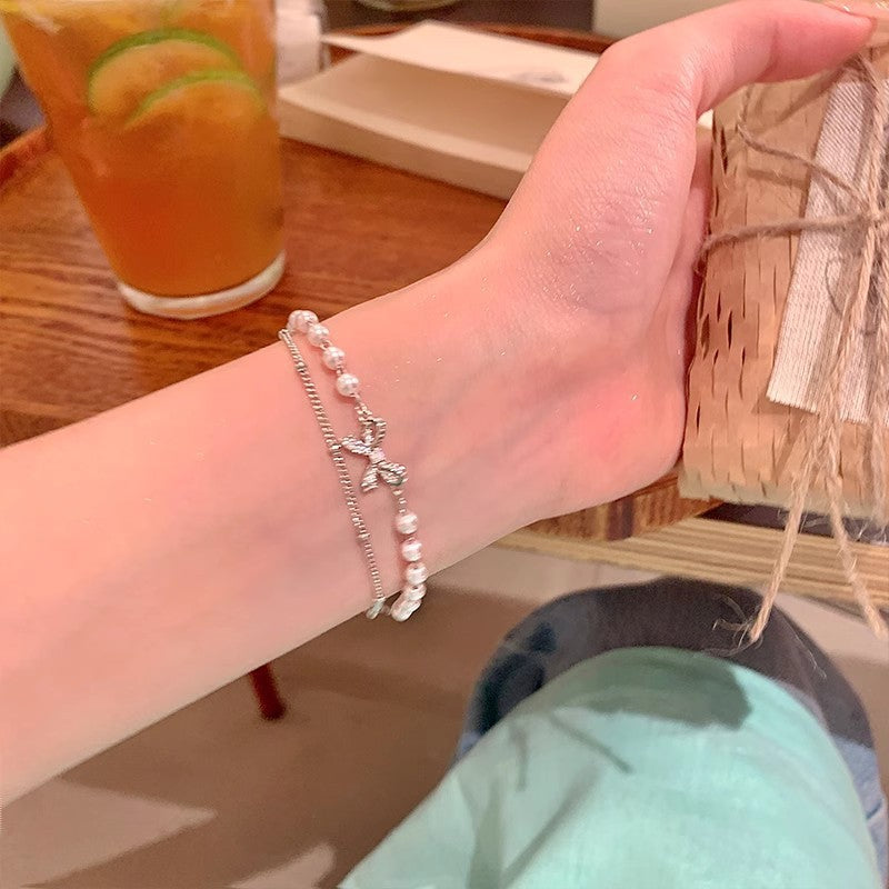 New zircon pearl niche versatile high-end love bracelet