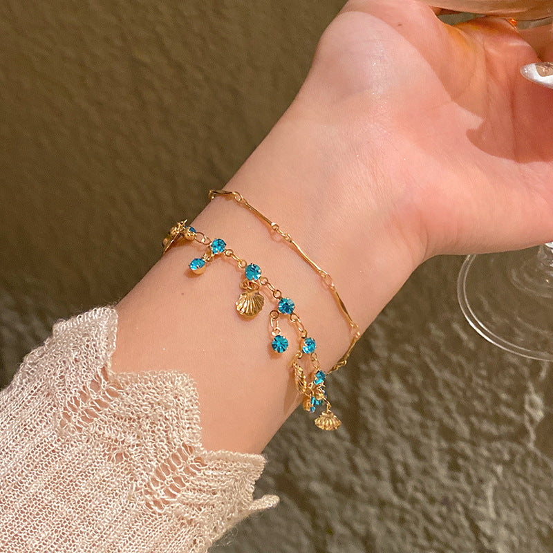 Light luxury pearl glitter zircon heart bracelet crystal women's bracelet