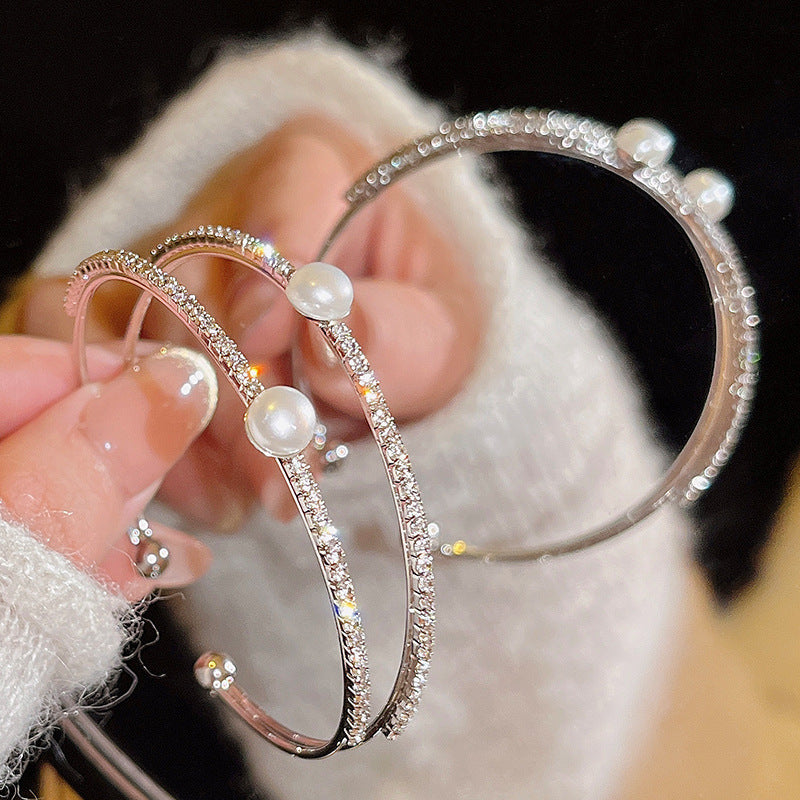 Light luxury pearl glitter zircon heart bracelet crystal women's bracelet
