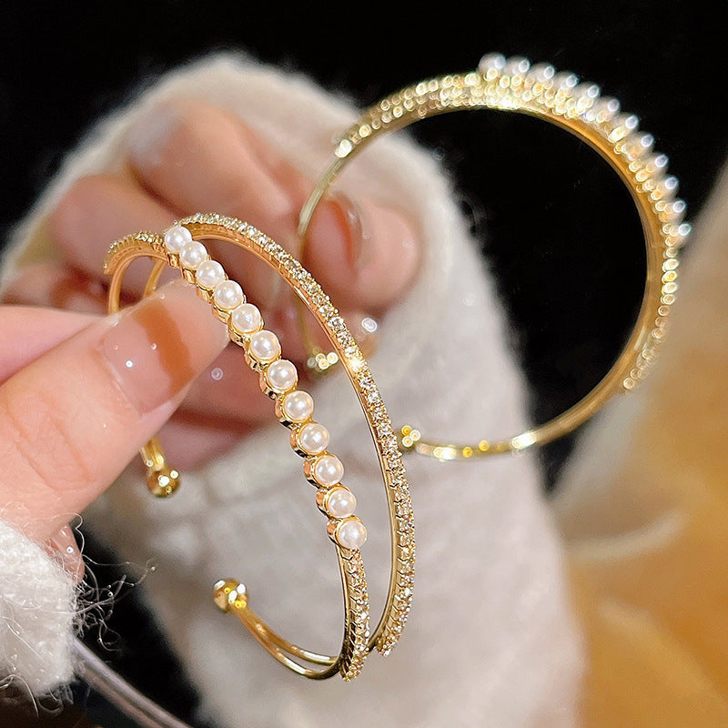 Light luxury pearl glitter zircon heart bracelet crystal women's bracelet