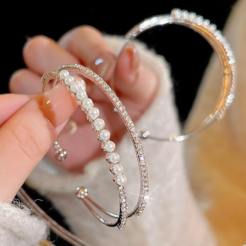 Light luxury pearl glitter zircon heart bracelet crystal women's bracelet