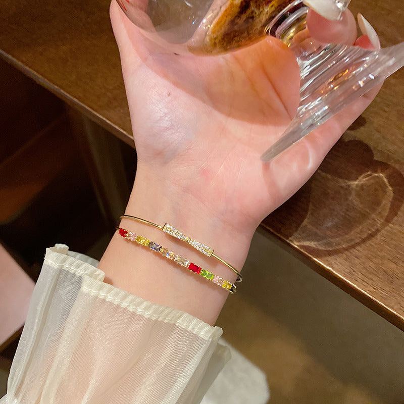 Light luxury pearl glitter zircon heart bracelet crystal women's bracelet