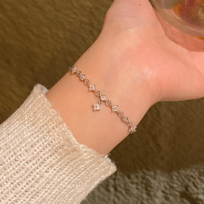 Light luxury pearl glitter zircon heart bracelet crystal women's bracelet