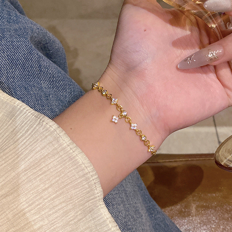Light luxury pearl glitter zircon heart bracelet crystal women's bracelet