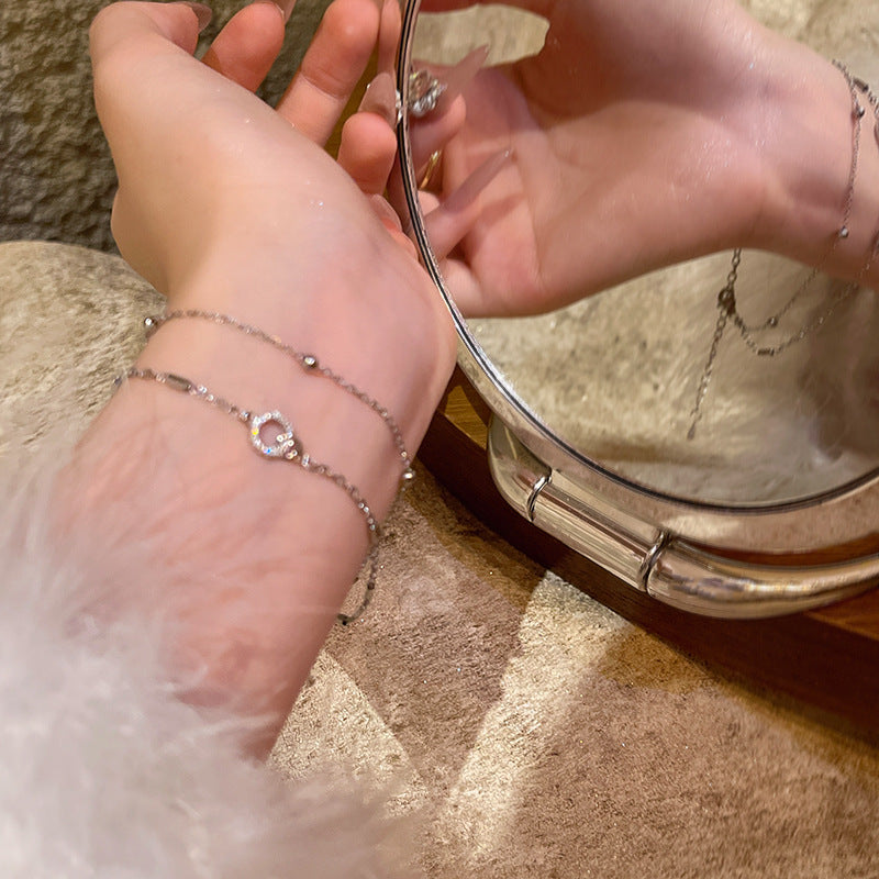 Light luxury pearl glitter zircon heart bracelet crystal women's bracelet
