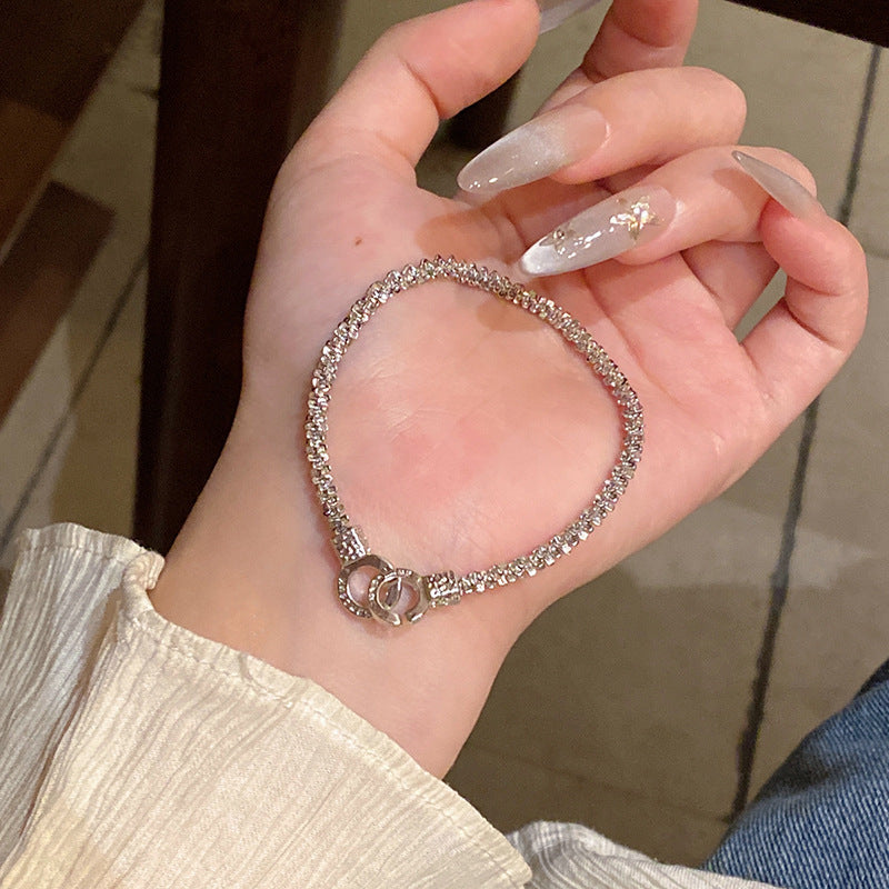 Light luxury pearl glitter zircon heart bracelet crystal women's bracelet