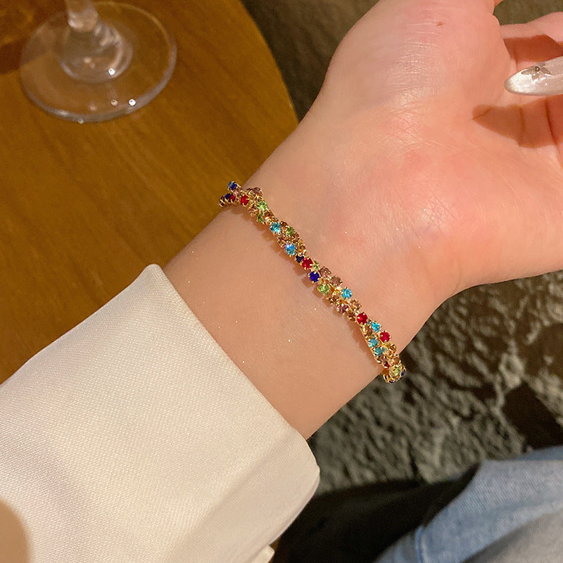 Light luxury pearl glitter zircon heart bracelet crystal women's bracelet