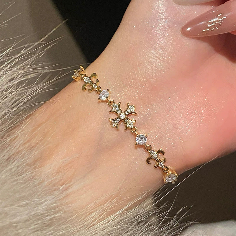 Light luxury pearl glitter zircon heart bracelet crystal women's bracelet