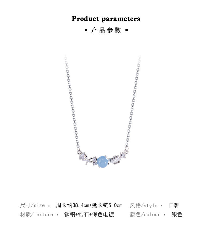 Ocean memory titanium steel necklace female ins trendy net red same style versatile temperament titanium steel