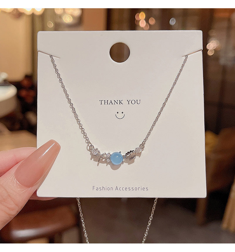 Ocean memory titanium steel necklace female ins trendy net red same style versatile temperament titanium steel