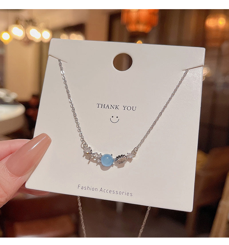Ocean memory titanium steel necklace female ins trendy net red same style versatile temperament titanium steel
