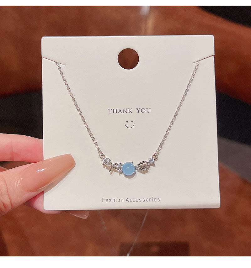 Ocean memory titanium steel necklace female ins trendy net red same style versatile temperament titanium steel