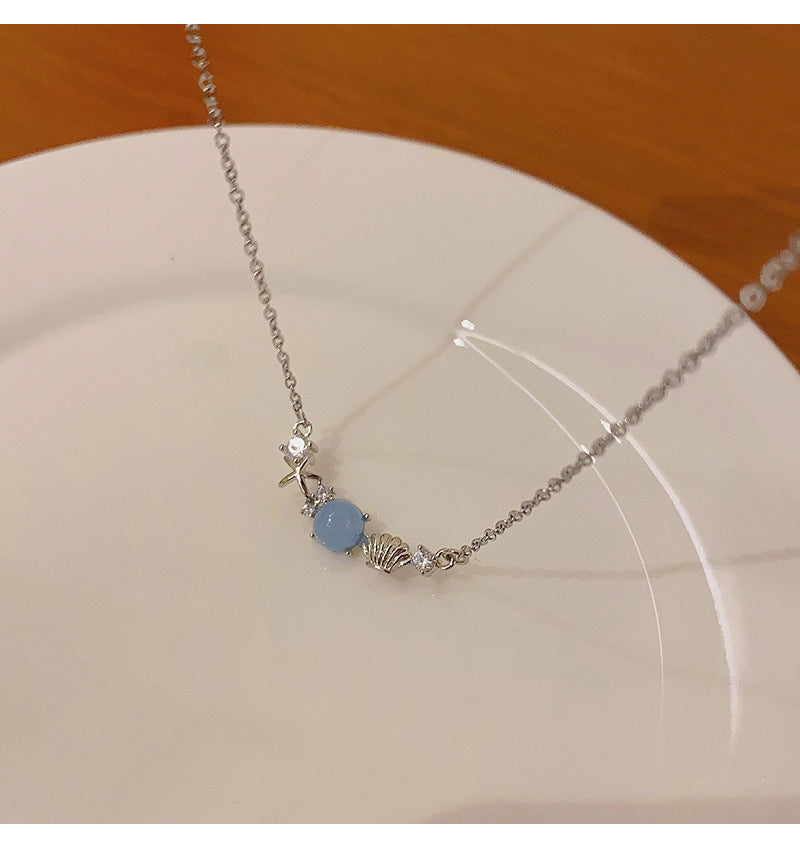 Ocean memory titanium steel necklace female ins trendy net red same style versatile temperament titanium steel