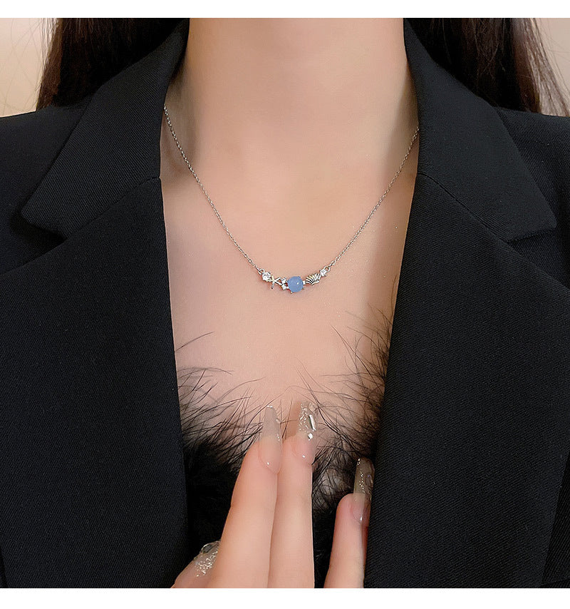 Ocean memory titanium steel necklace female ins trendy net red same style versatile temperament titanium steel