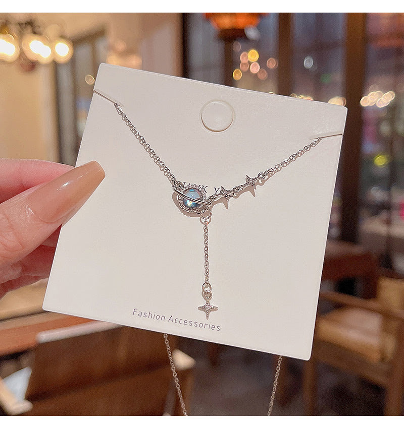 ins trendy high-end design galaxy universe titanium steel necklace