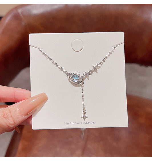 ins trendy high-end design galaxy universe titanium steel necklace