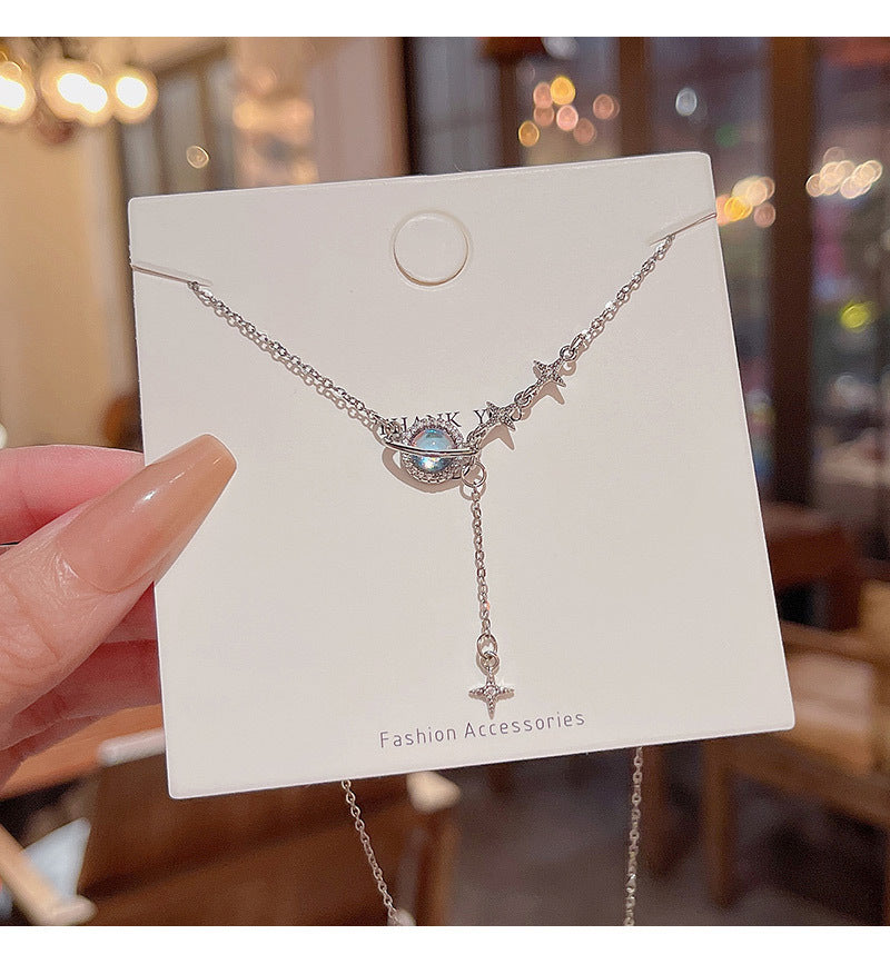 ins trendy high-end design galaxy universe titanium steel necklace