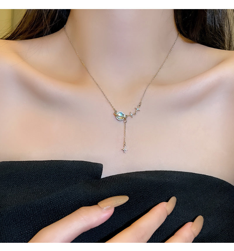 ins trendy high-end design galaxy universe titanium steel necklace