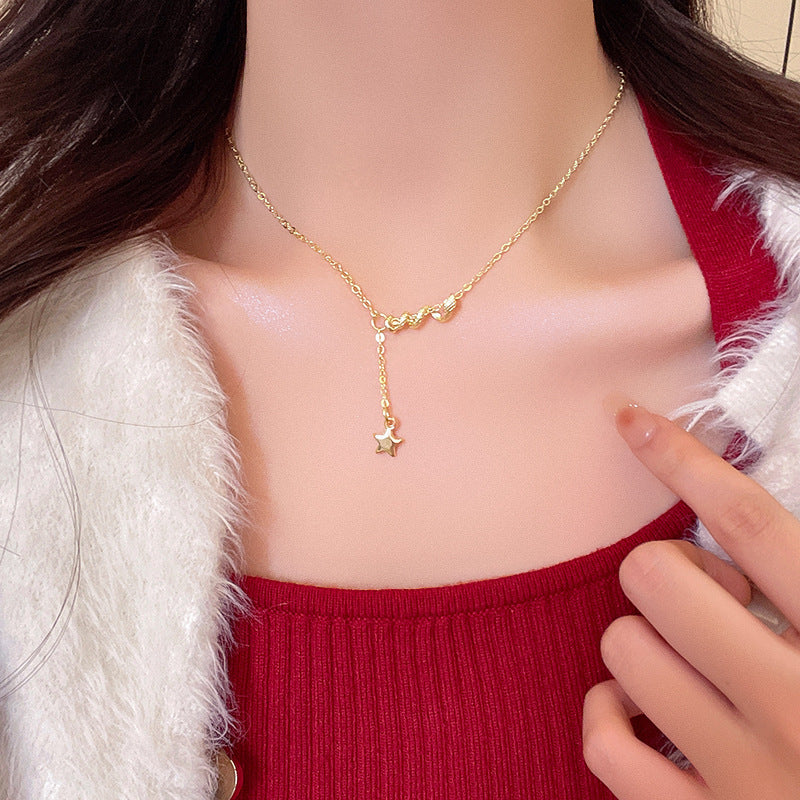 Women's series zircon imitation pearl titanium steel alloy necklace hot sale wholesale