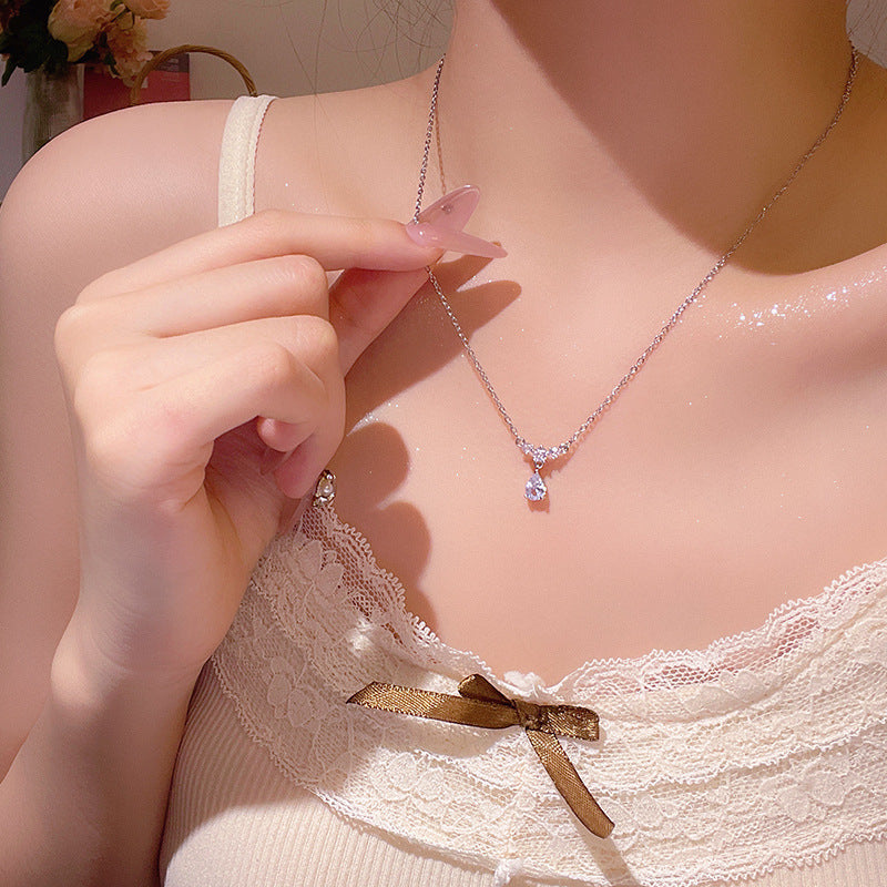 Women's series zircon imitation pearl titanium steel alloy necklace hot sale wholesale