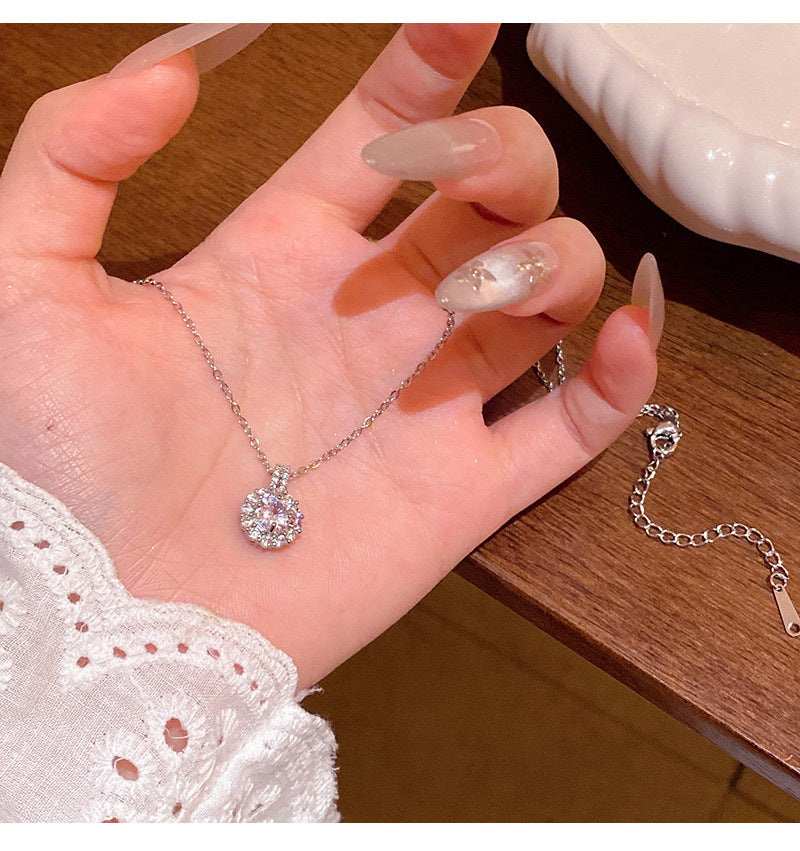 High-end sparkling zircon pendant necklace