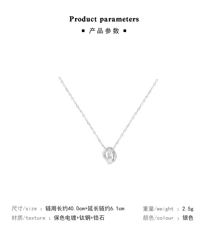 Titanium steel necklace simple and versatile temperament diamond pendant