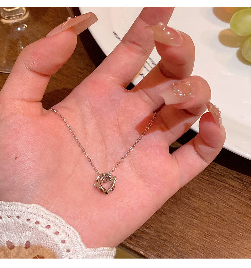 Titanium steel necklace simple and versatile temperament diamond pendant