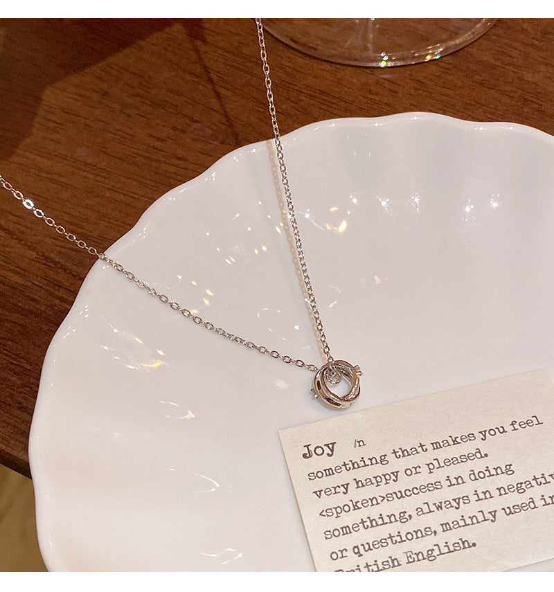 Titanium steel necklace simple and versatile temperament diamond pendant